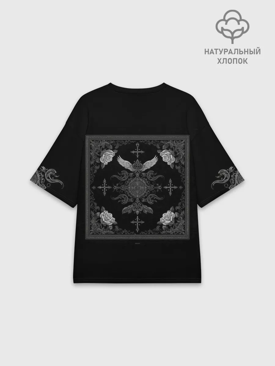 Женская футболка оверсайз хлопок / Gothic Black