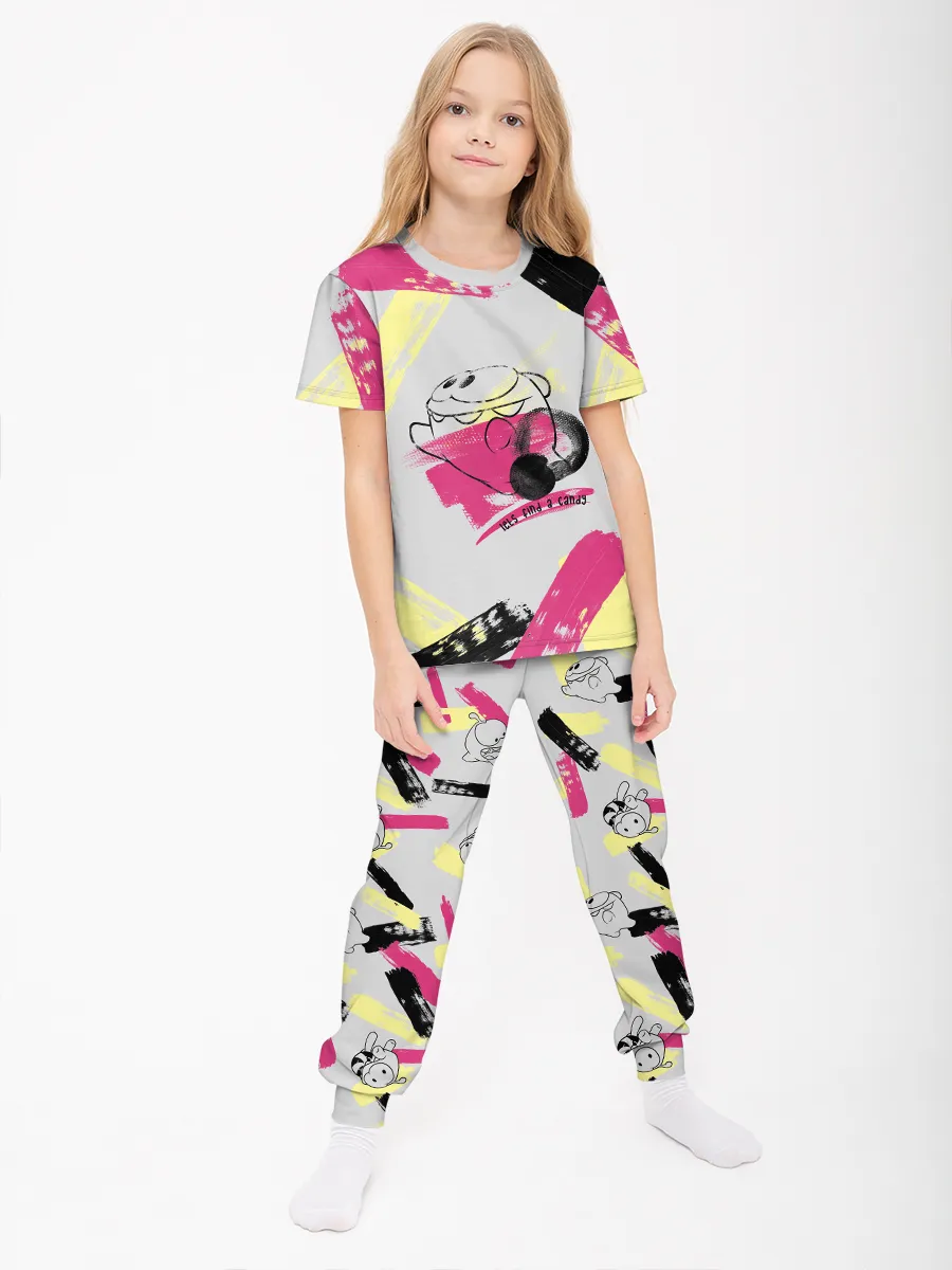 Детская пижама с брюками хлопок / Ам Ням DyePink