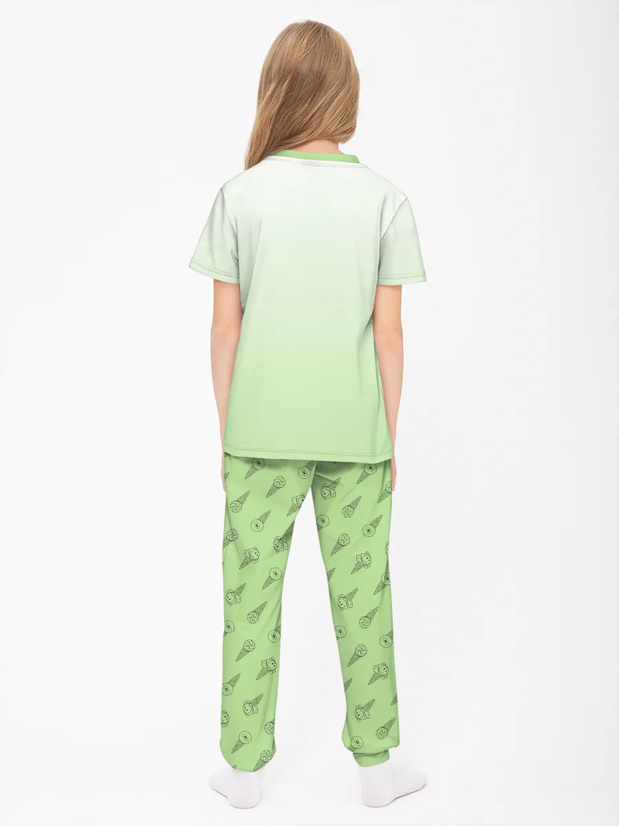Детская пижама с брюками хлопок / P030_OmIceCreamGreen