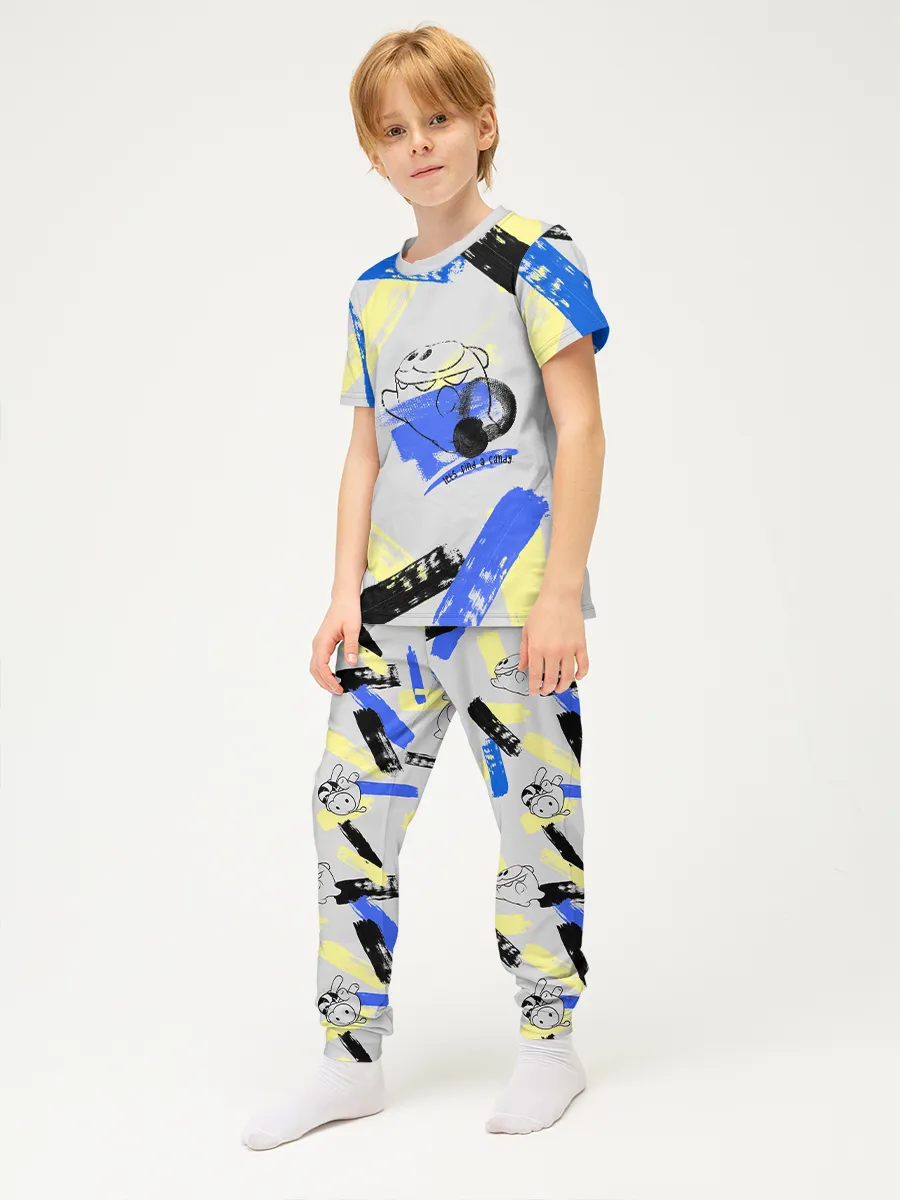 Детская пижама с брюками хлопок / Ам Ням Dye Blue