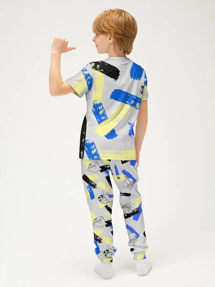 Детская пижама с брюками хлопок / Ам Ням Dye Blue