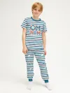 Детская пижама с брюками хлопок / P030_OmStripesBlue