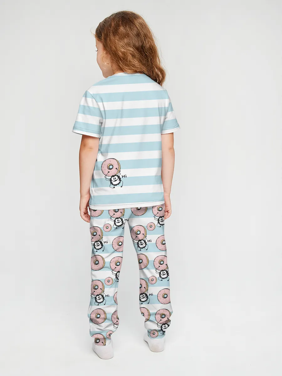 Детская пижама с брюками хлопок / Ам Ням DonutBlue