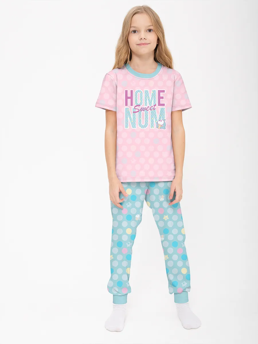 Детская пижама с брюками хлопок / P030_OmHomePink