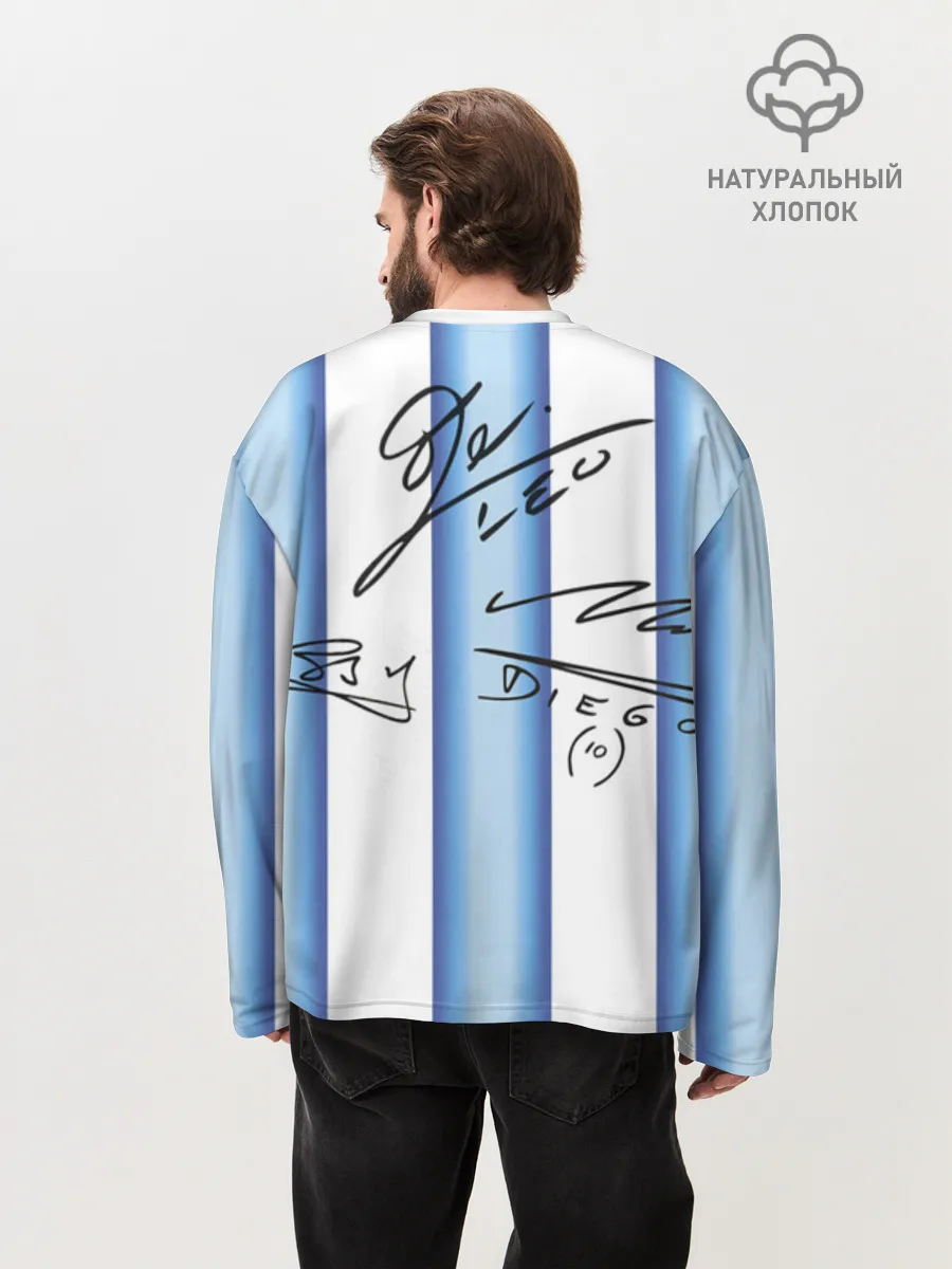 Мужской лонгслив оверсайз хлопок / Футбол Аргентина