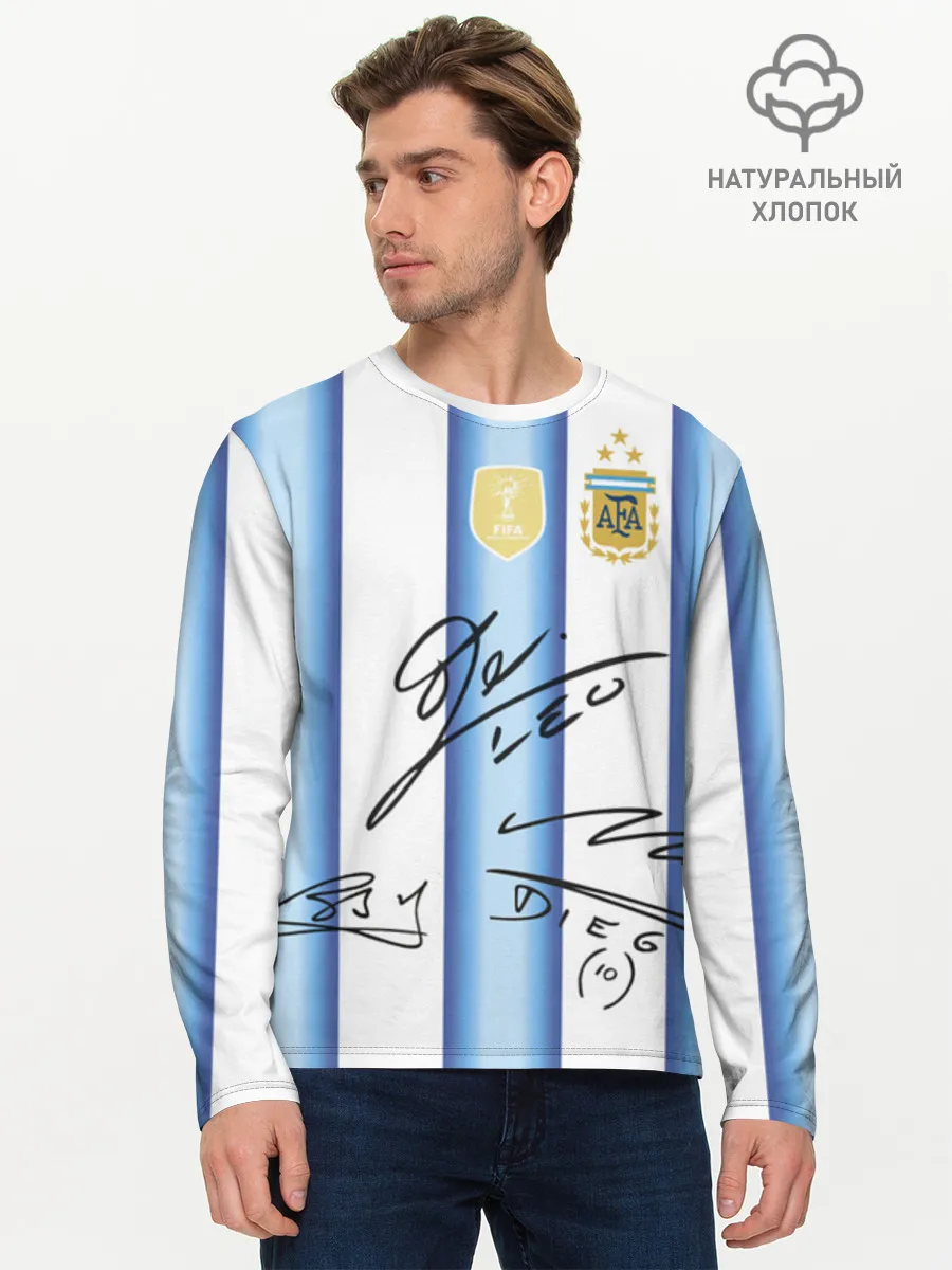 Мужской лонгслив хлопок / Футбол Аргентина
