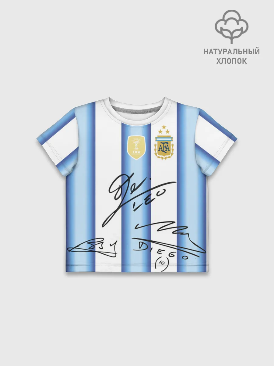 Футболка для девочки укороченная оверсайз хлопок / Футбол Аргентина