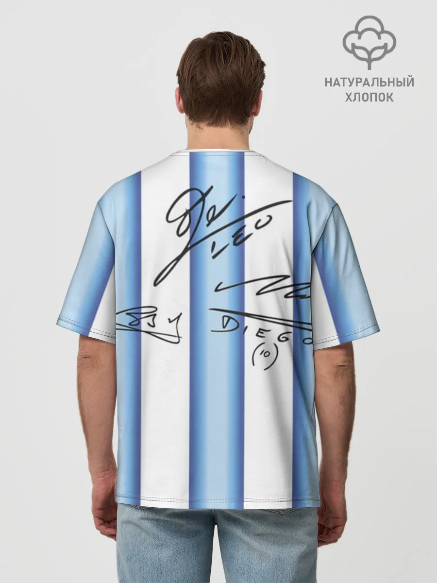 Мужская футболка оверсайз хлопок / Аргентина автографы футболистов