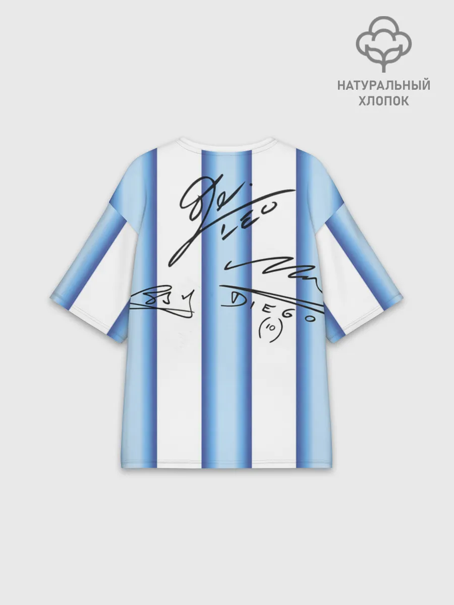 Женская футболка оверсайз хлопок / Аргентина автографы футболистов
