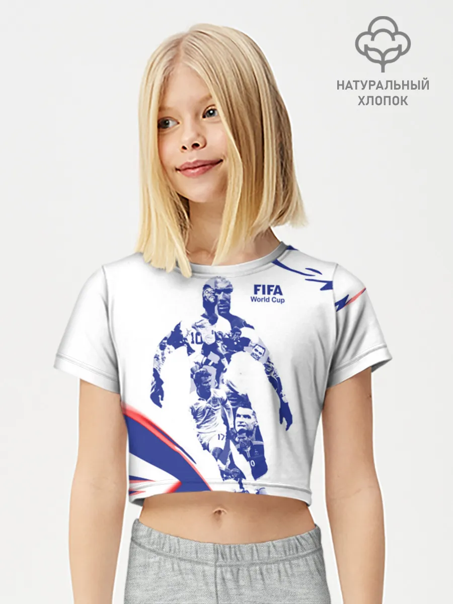 Футболка для девочки укороченная базовая хлопок / Fifa World