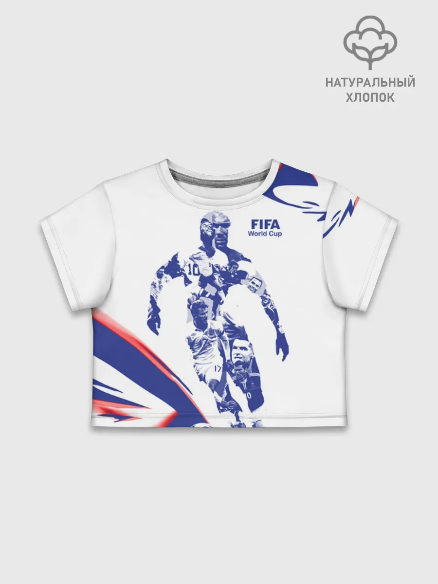 Футболка для девочки укороченная базовая хлопок / Fifa World