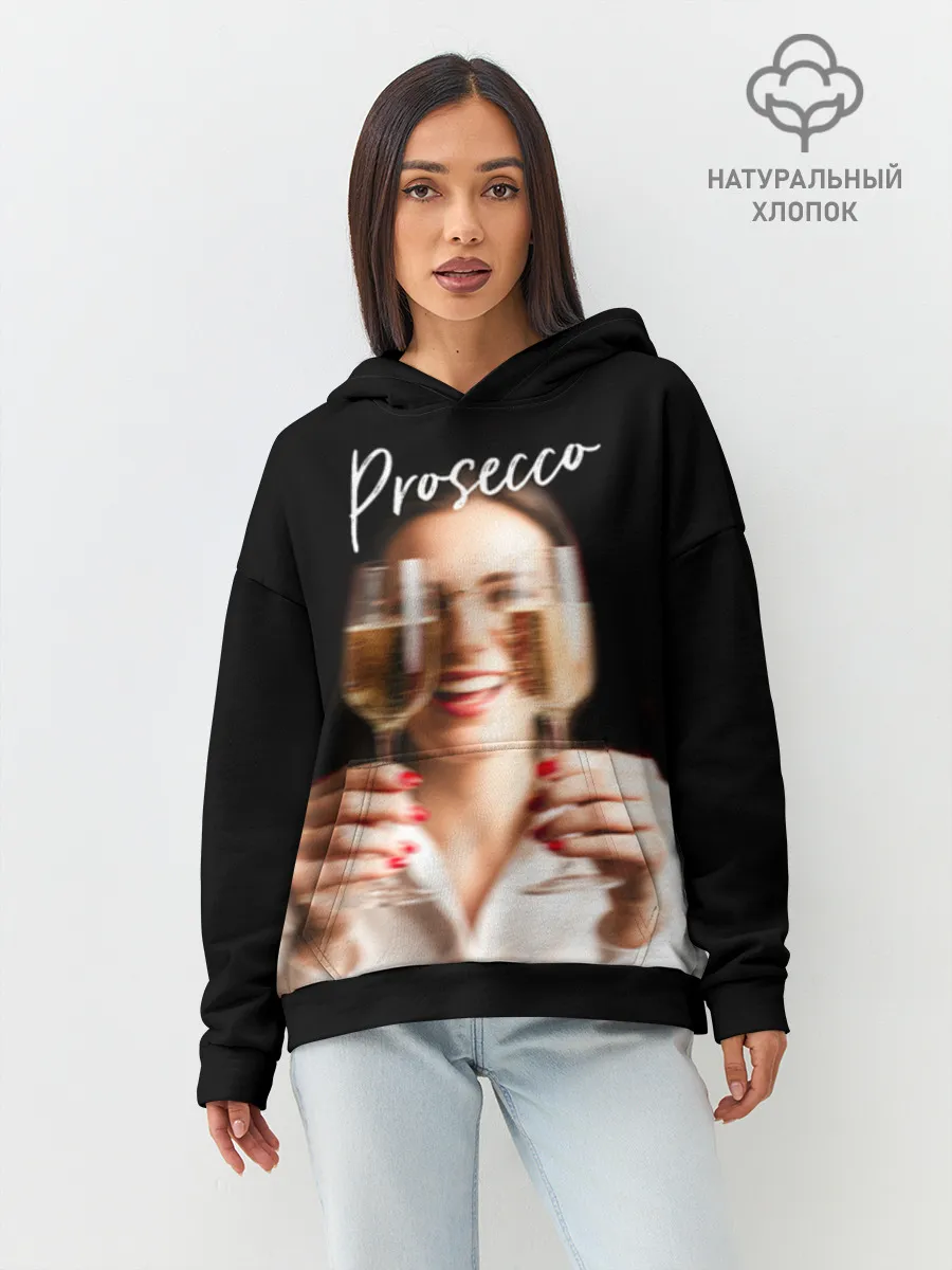 Худи женский оверсайз хлопок / Prosecco Black