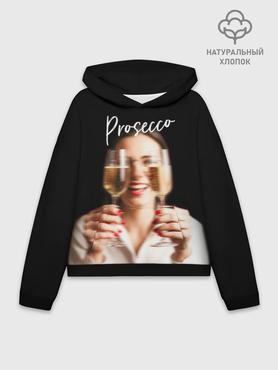 Худи женский оверсайз хлопок / Prosecco Black