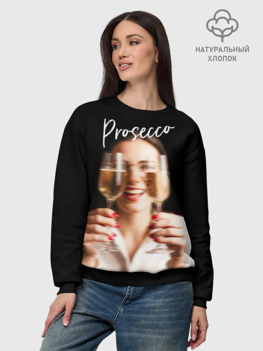 Женский свитшот базовый хлопок / Prosecco Black