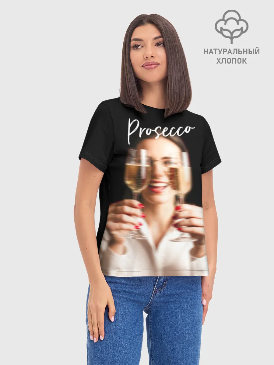 Женская базовая футболка хлопок / Prosecco Black