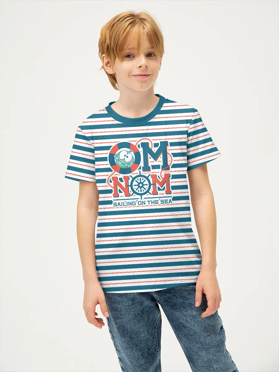 Детская футболка хлопок / P030_OmStripesBlue