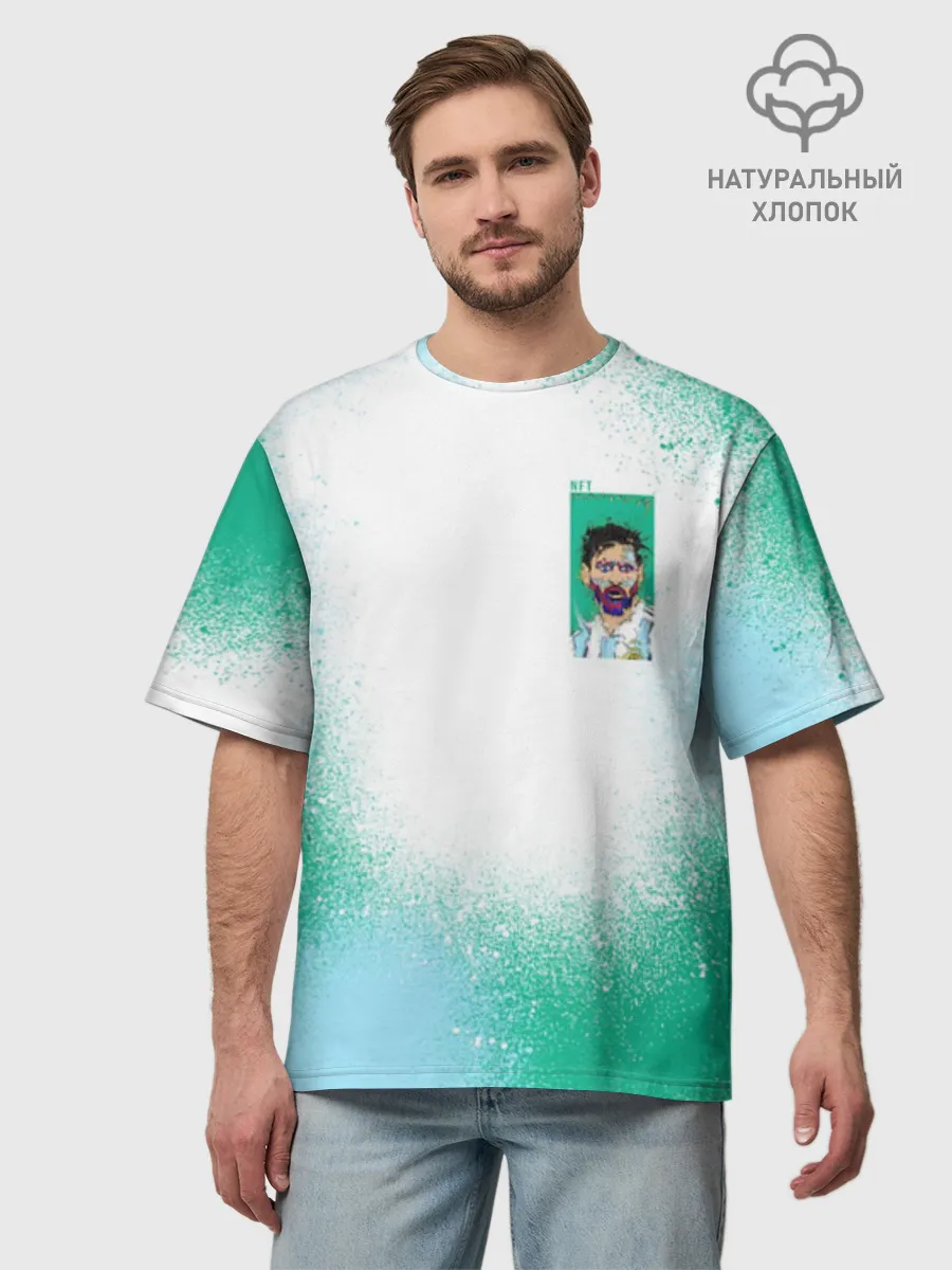 Мужская футболка оверсайз хлопок / Лионель Месси