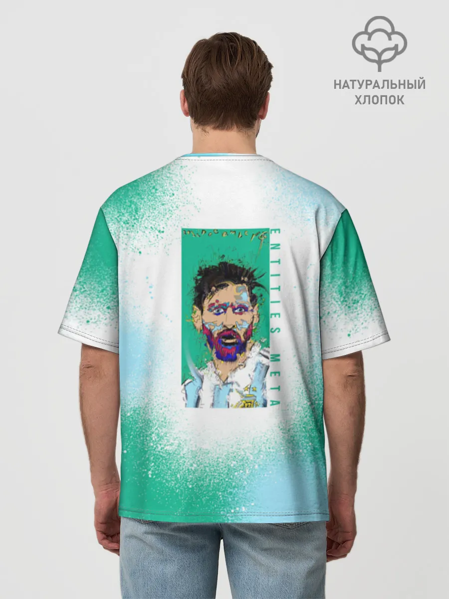 Мужская футболка оверсайз хлопок / Лионель Месси