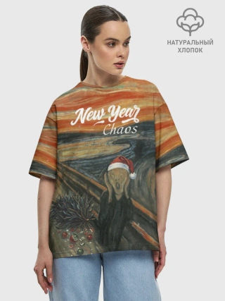 Футболка женская оверсайз премиум / New Year, Крик