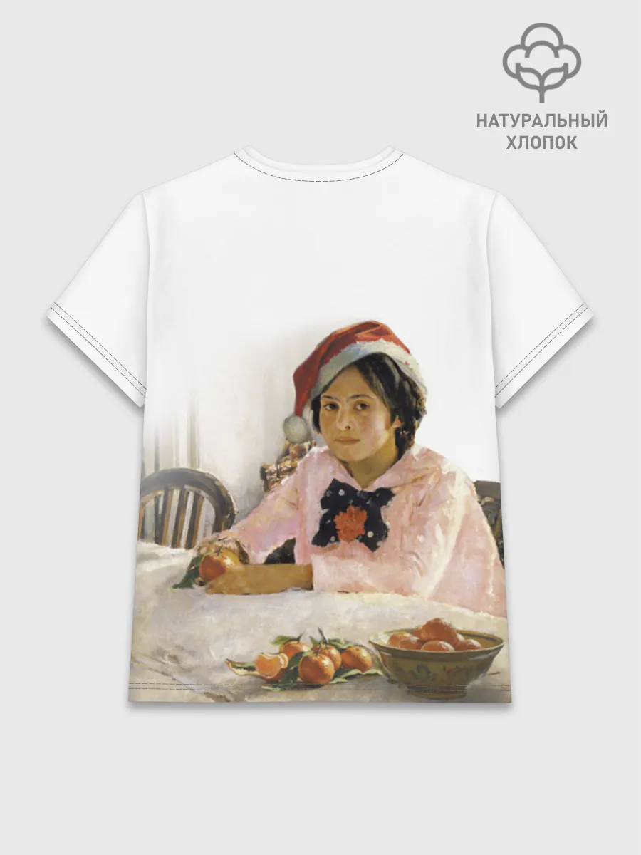 Женская базовая футболка хлопок / Девочка и мандарины НГ