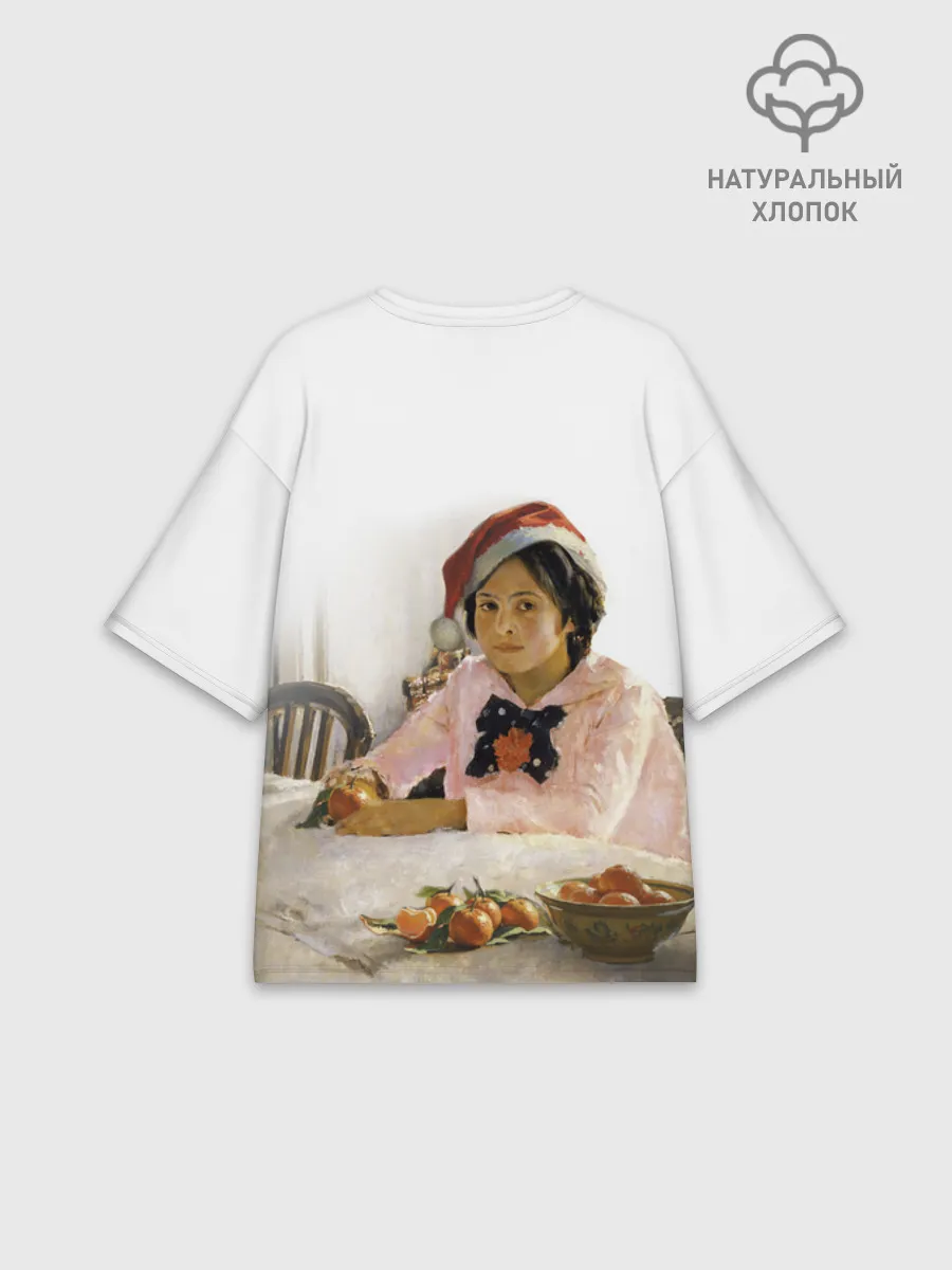 Футболка женская оверсайз премиум / Девочка и мандарины НГ