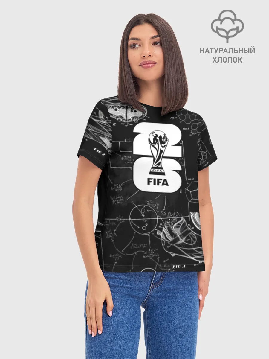 Женская базовая футболка хлопок / Fifa Black