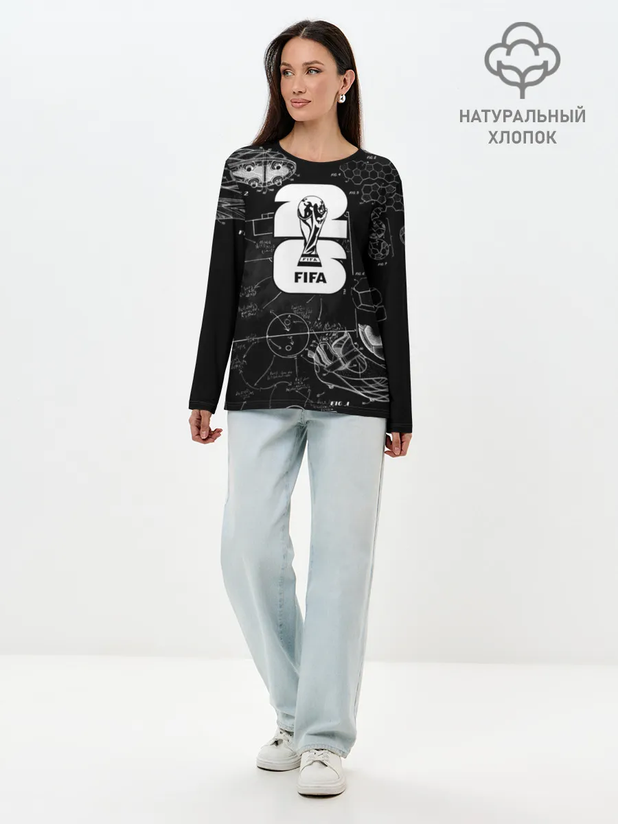 Лонгслив женский. Хлопок / Fifa Black