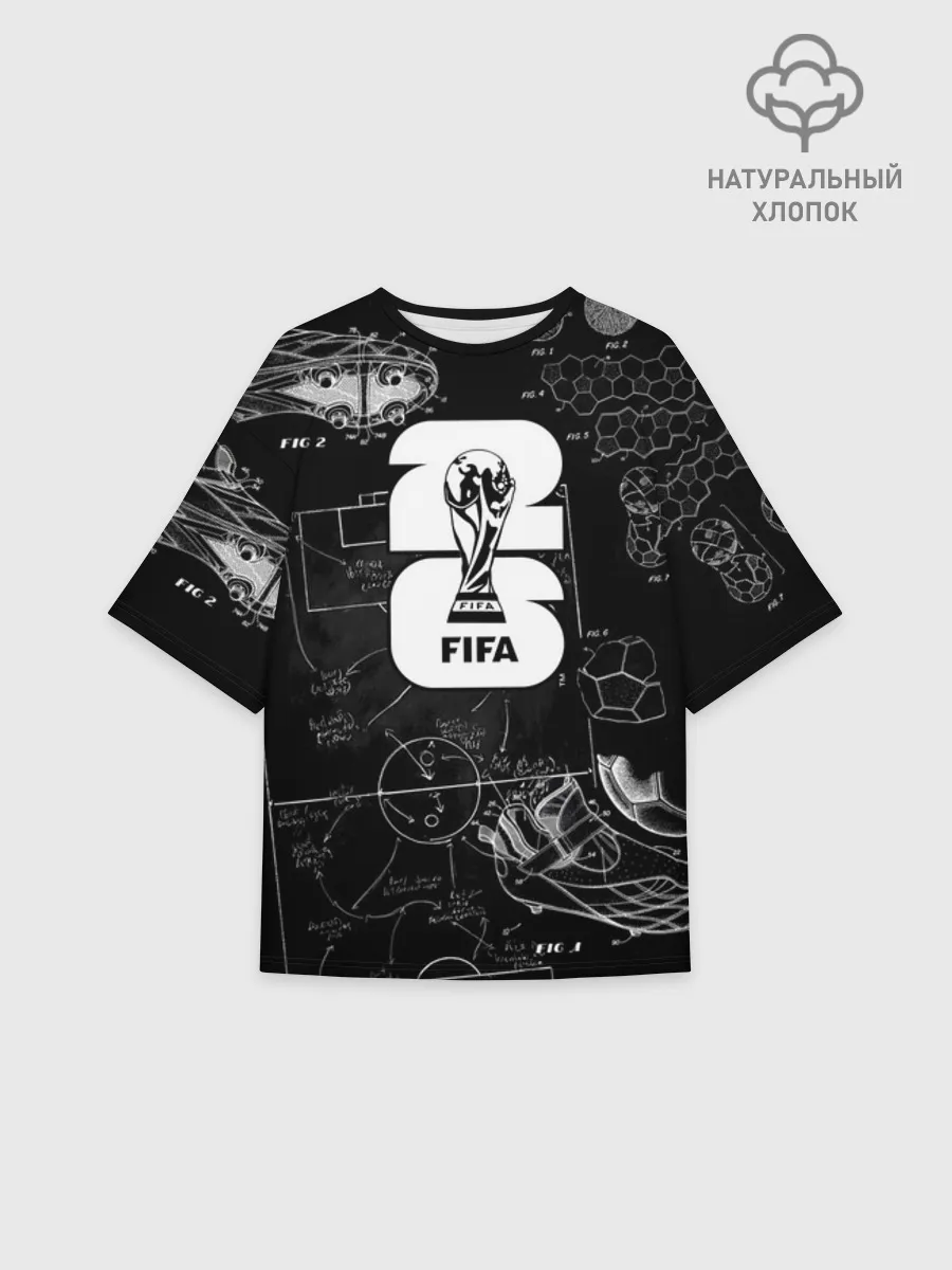 Футболка женская оверсайз премиум / Fifa Black