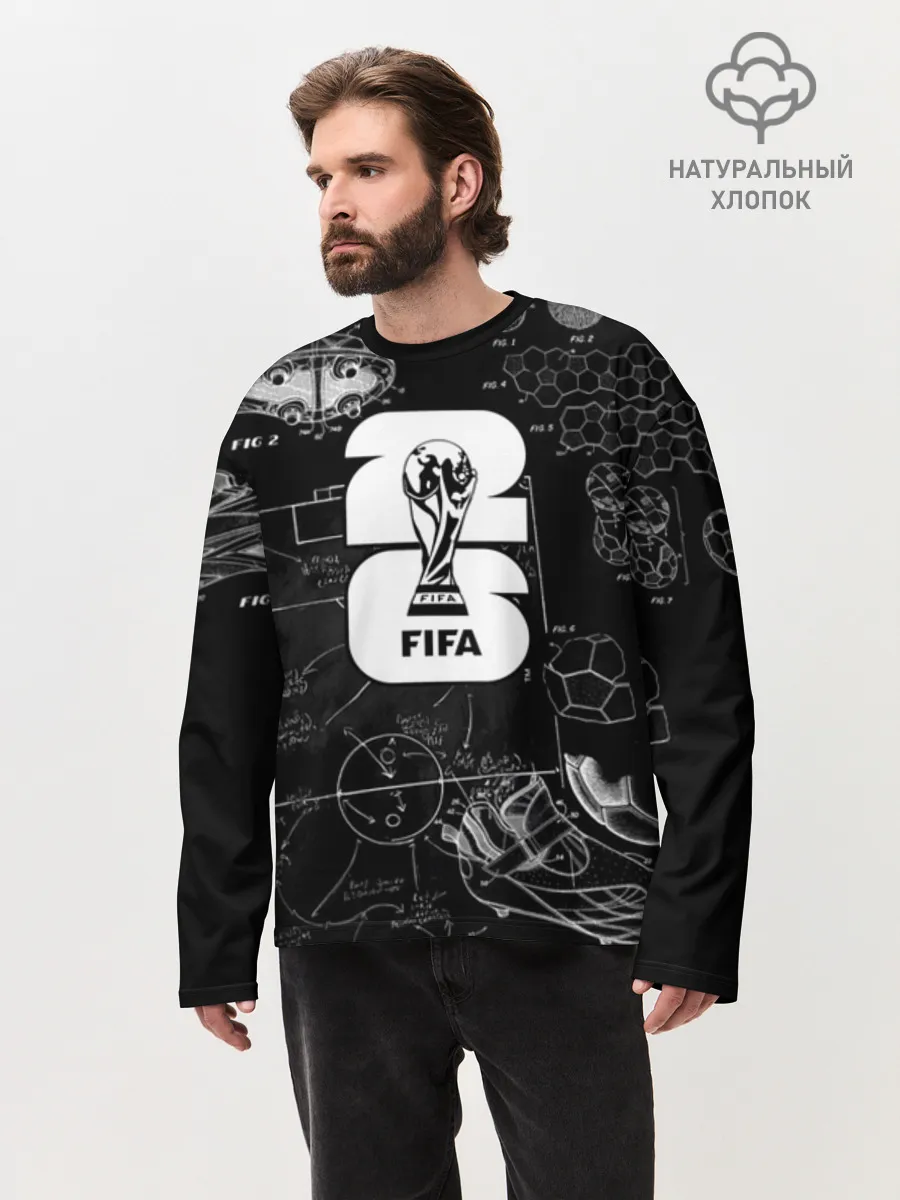 Мужской лонгслив оверсайз хлопок / Fifa Black
