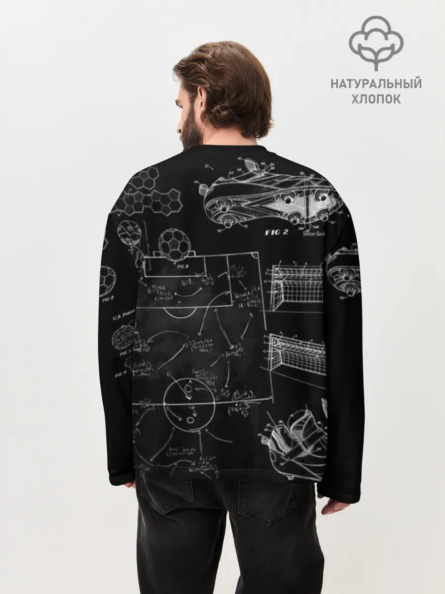 Мужской лонгслив оверсайз хлопок / Fifa Black