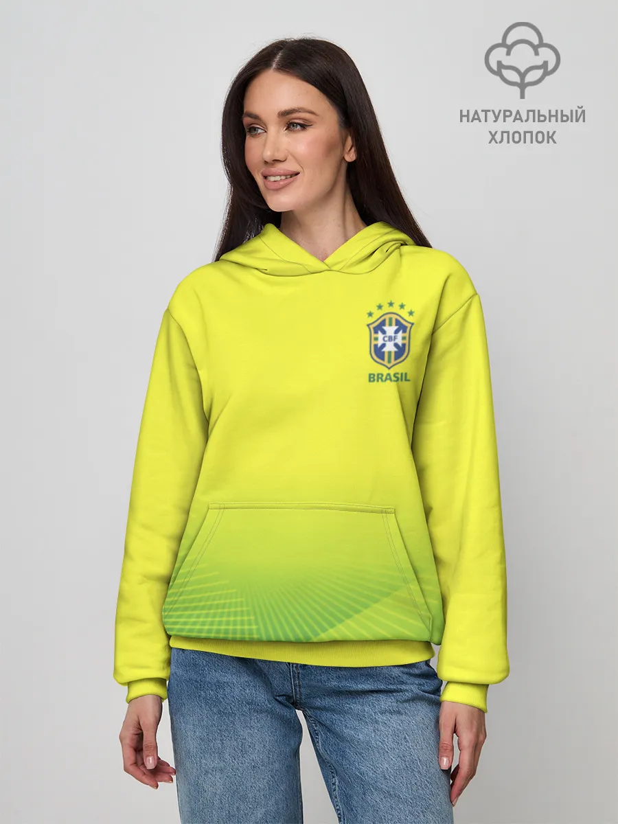 Худи женский база хлопок / Football Бразилия