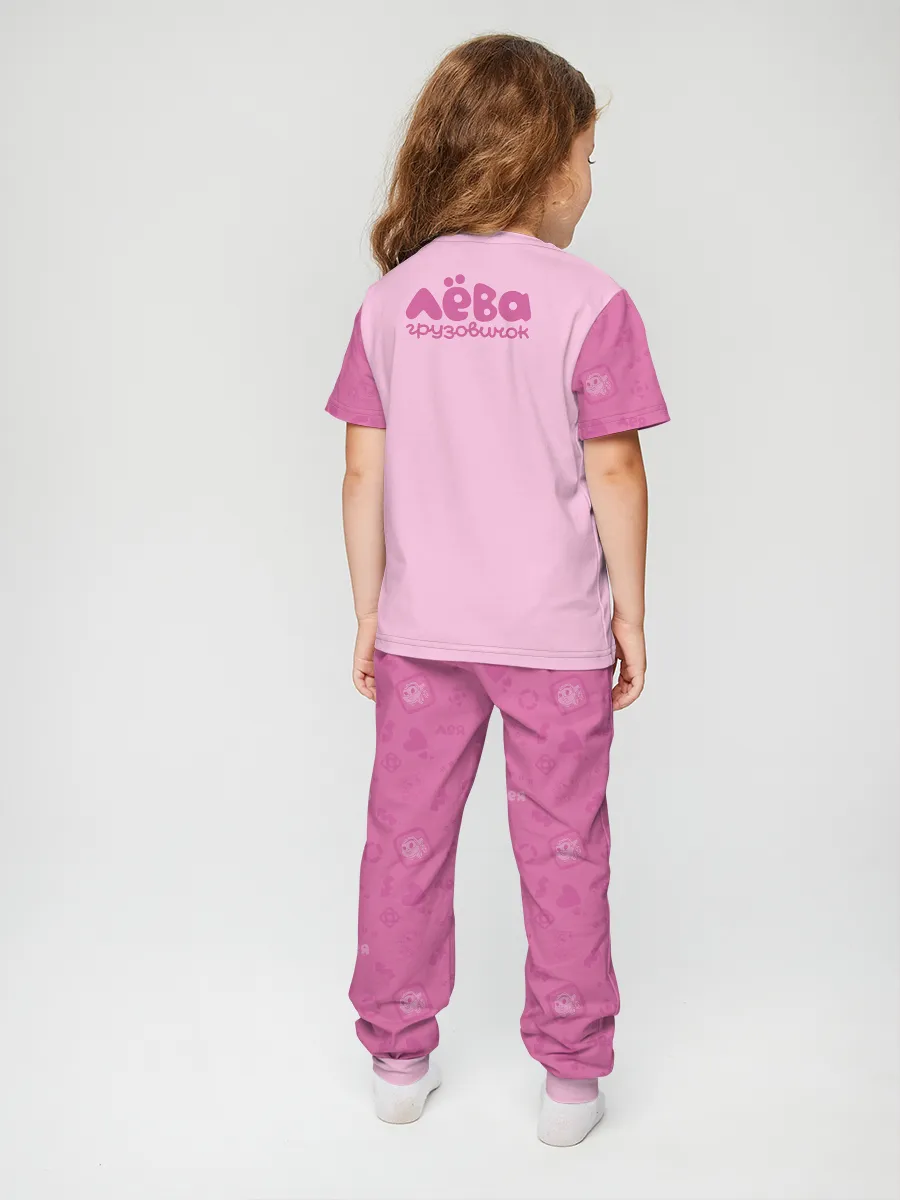Детская пижама с брюками хлопок / P016_LeaPink