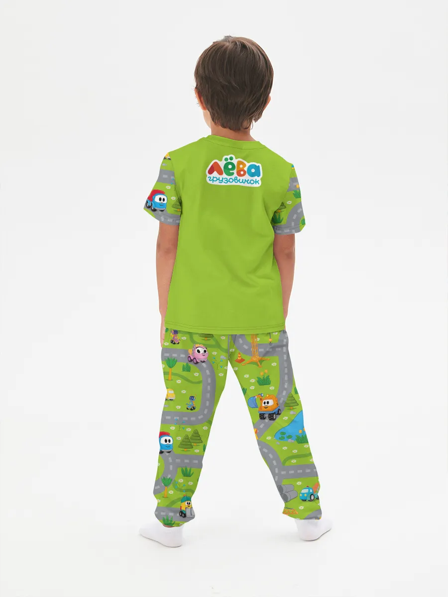 Детская пижама с брюками хлопок / P016_LevaGreen