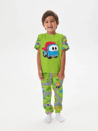 Детская пижама с брюками хлопок / P016_LevaGreen