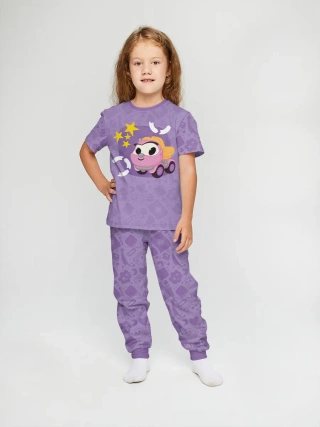 Детская пижама с брюками хлопок / Грузовичок Лёва Violet