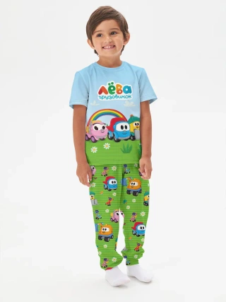 Детская пижама с брюками хлопок / P016_LevaFriends
