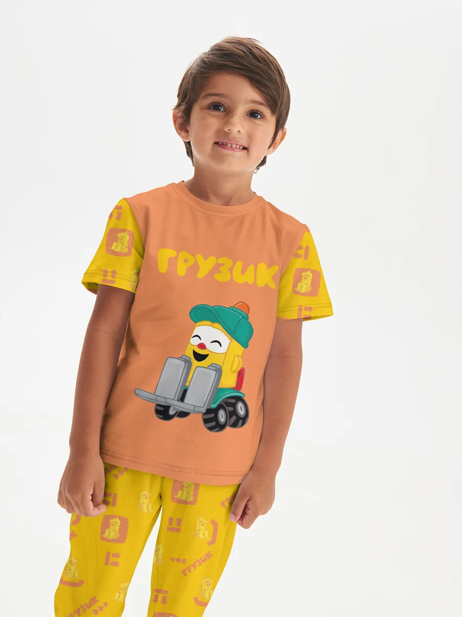 Детская пижама с брюками хлопок / Грузовичок Лёва Gruzik Yellow