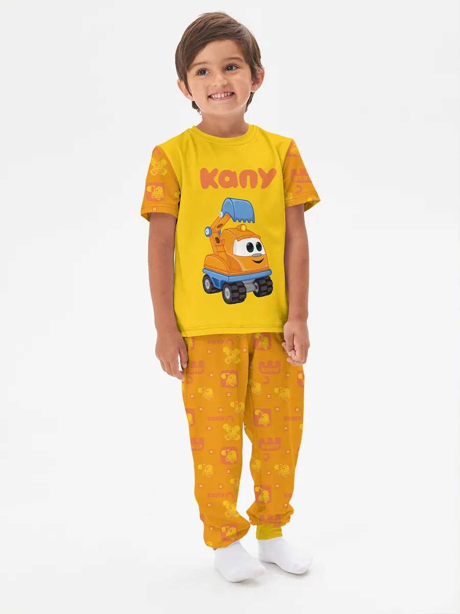 Детская пижама с брюками хлопок / Грузовичок Лёва KapuOrange