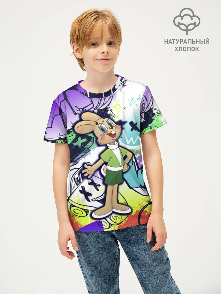 Детская футболка хлопок / Ну Погоди граффити