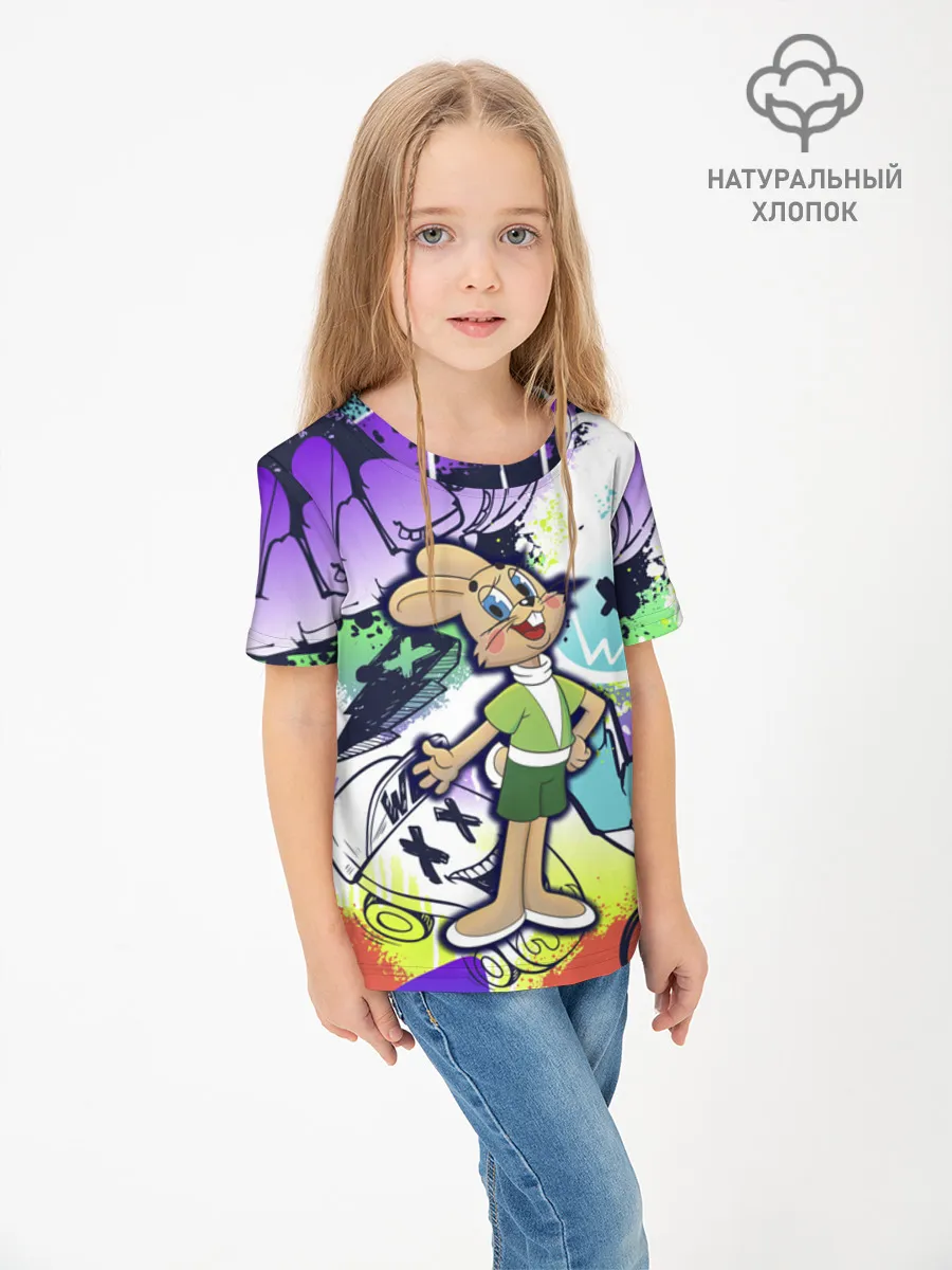 Детская футболка хлопок / Ну Погоди граффити