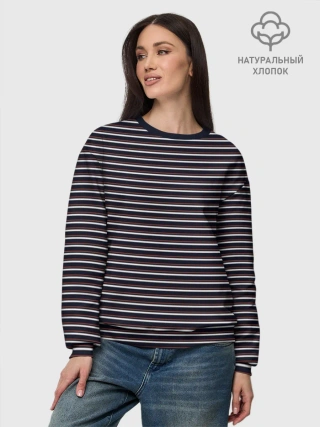 Женский свитшот базовый хлопок / Тёмно-синяя полоска
