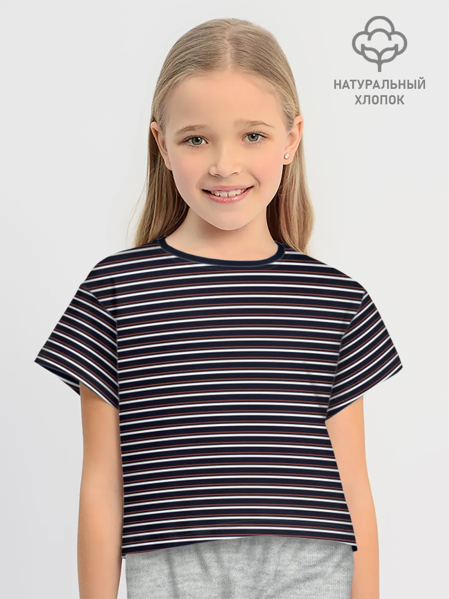 Футболка для девочки укороченная оверсайз хлопок / Дизайн #54188