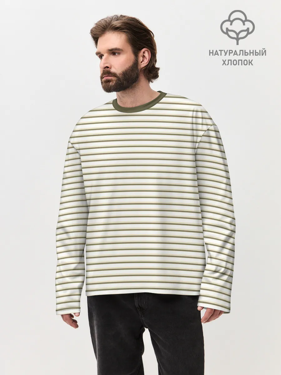 Мужской лонгслив оверсайз хлопок / Дизайн #54187