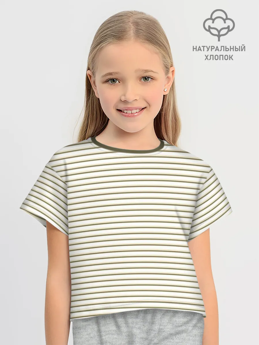 Футболка для девочки укороченная оверсайз хлопок / Дизайн #54187