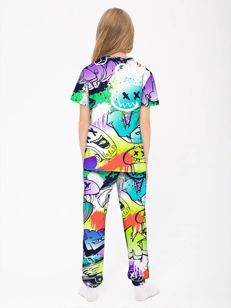Детская пижама с брюками хлопок / Заяц Граффити