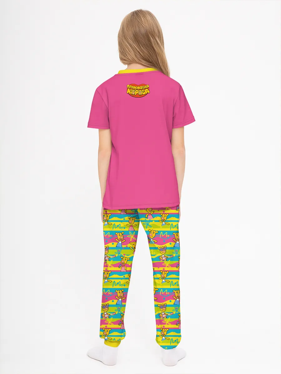 Детская пижама с брюками хлопок / P014_ОКZoStripes