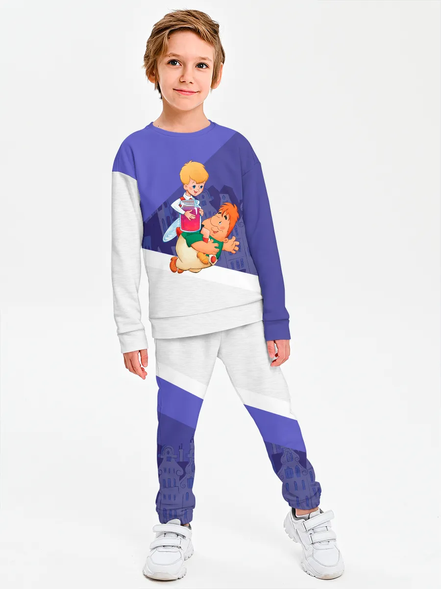 Детский костюм свитшот+штаны / Малыш и Карлсон синий