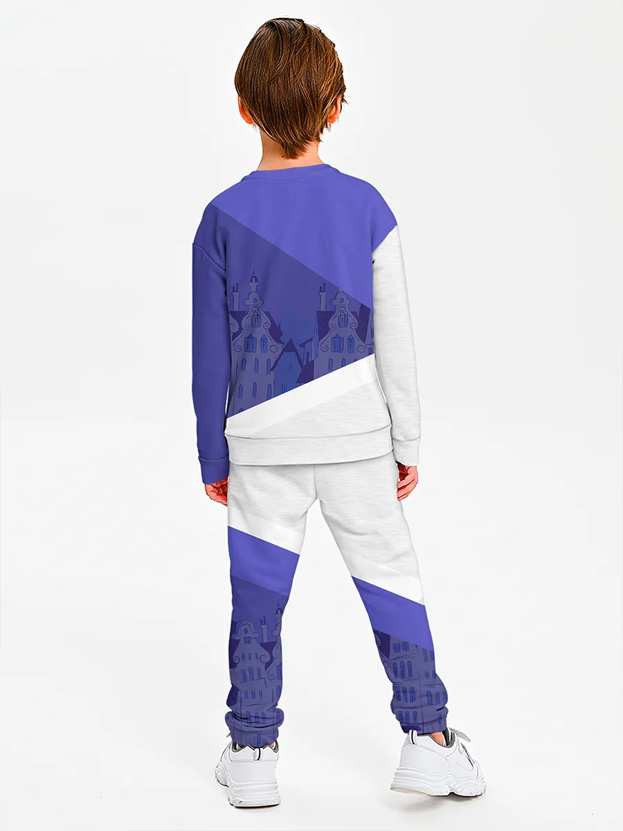 Детский костюм свитшот+штаны / Малыш и Карлсон синий