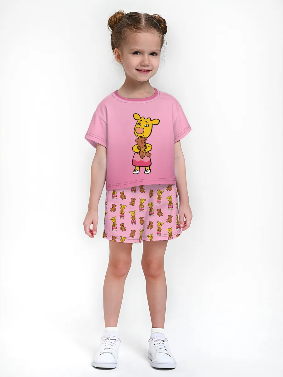 Девочкина пижама с шортами / P014_ОКZoPink