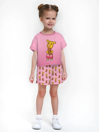Девочкина пижама с шортами / Оранжевая корова Pink